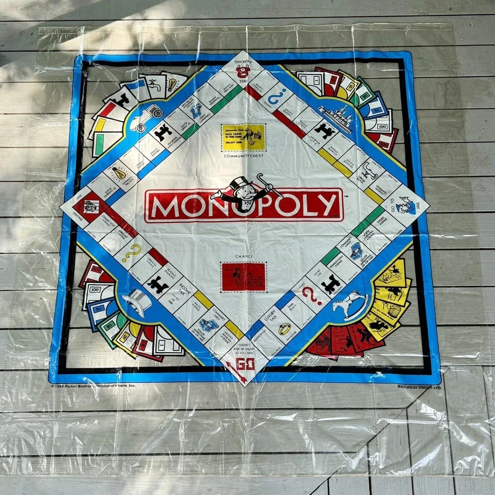RARE! Vintage 1994 Hasbro‎ Vinyl Original MONOPOLY Board Game Shower Curtain 90s